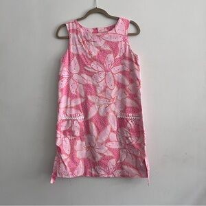 LILLY PULITZER PINK, WHITE AND ORANGE SLEEVELESS DRESS SIZE 8